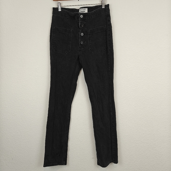 Reformation Straight Leg Elsie Black Washed Out High Rise Jeans Size 29 Women's - Picture 4 of 16